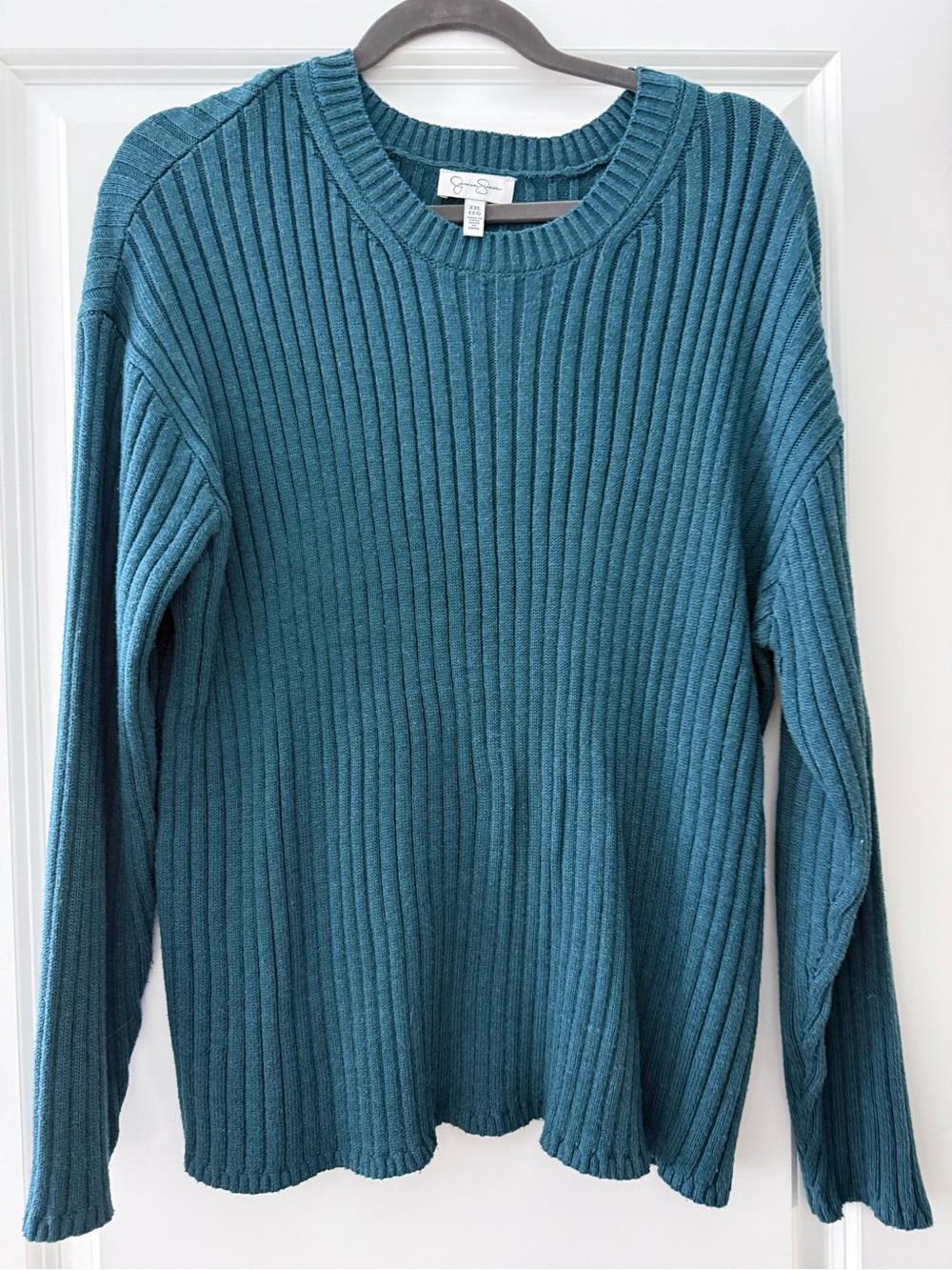 Jessica Simpson Teal Ribbed Crewneck Sweater